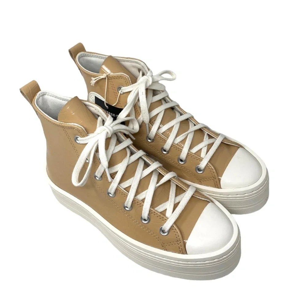 Converse Chuck Modern Lift Platform Leather Shoes Women's Embossed Skate A07658C